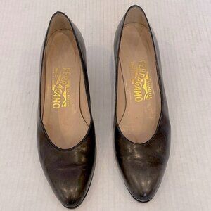 Salvatore Ferragamo Made in Italy Dark Brown low heel leather shoes